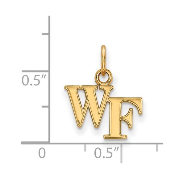14k Yellow Gold Wake Forest U. XS (Tiny) 'WF' Charm or Pendant - Picture 2 of 3
